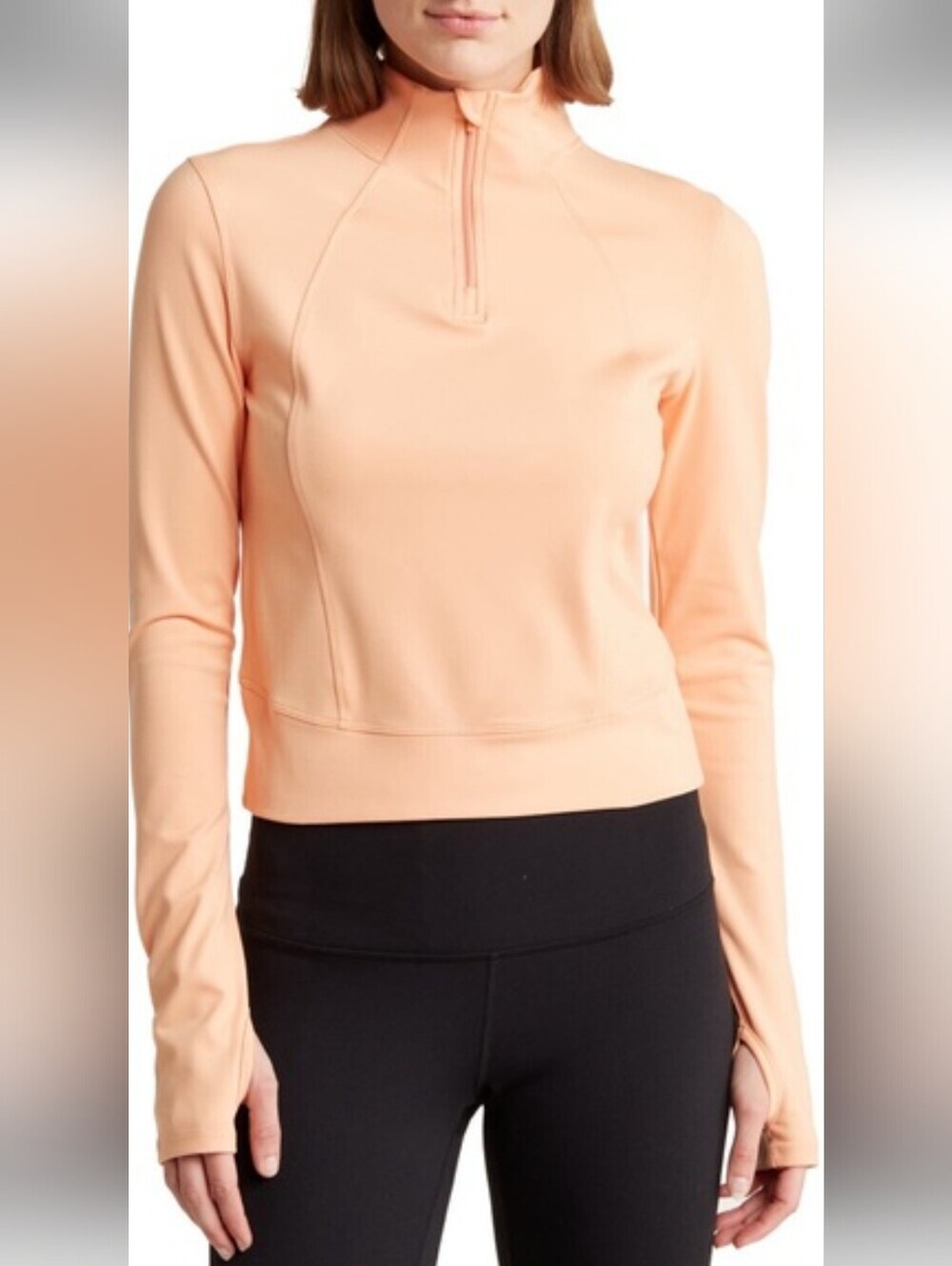Yogalicious Peach Half-Zip Mock Neck Pullover Size L